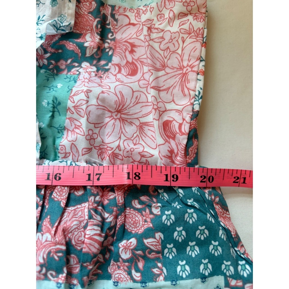 Simply Southern Patchwork Tiered Maxi Dress XL Pink Teal Ruffle Sleeveless NEW - Picture 5 of 11